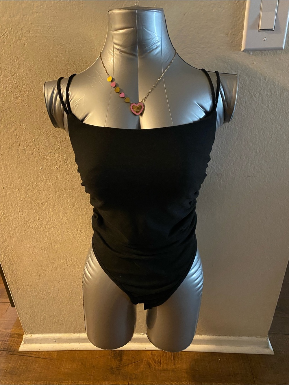 Classic Black Double-Strap Women's Bodysuit